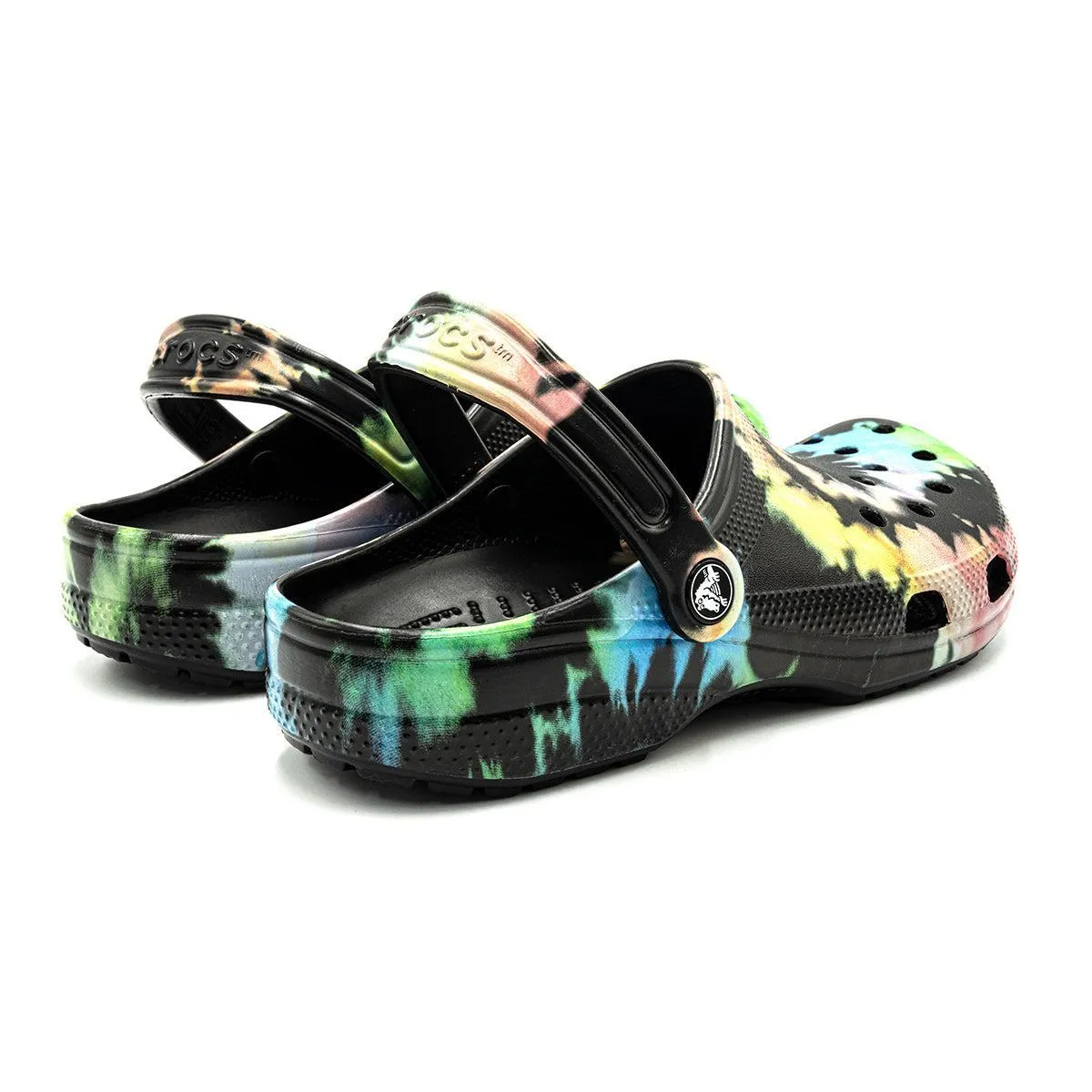 Crocs Classic Tie Dye Graphic Clogs Rubber Multicolour Colour For Women