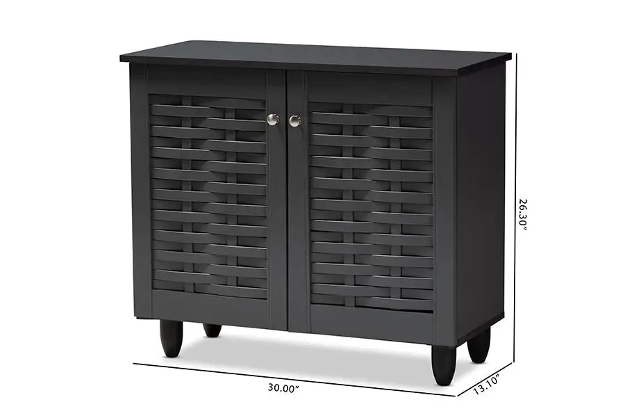 Dariell Dark Gray 2-Door Wooden Entryway Shoe Storage Cabinet