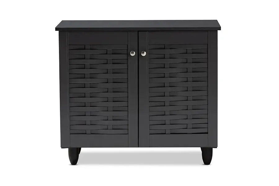 Dariell Dark Gray 2-Door Wooden Entryway Shoe Storage Cabinet