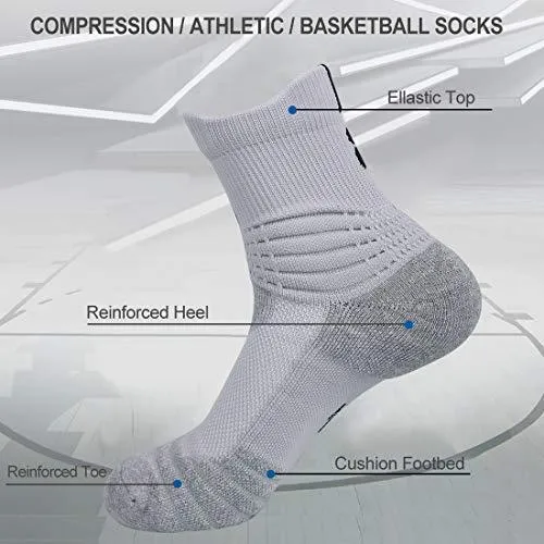 DISILE Elite Basketball Socks, Cushioned Dri-Fit Athletic Crew Socks - Thick Sports Socks For Men & Women