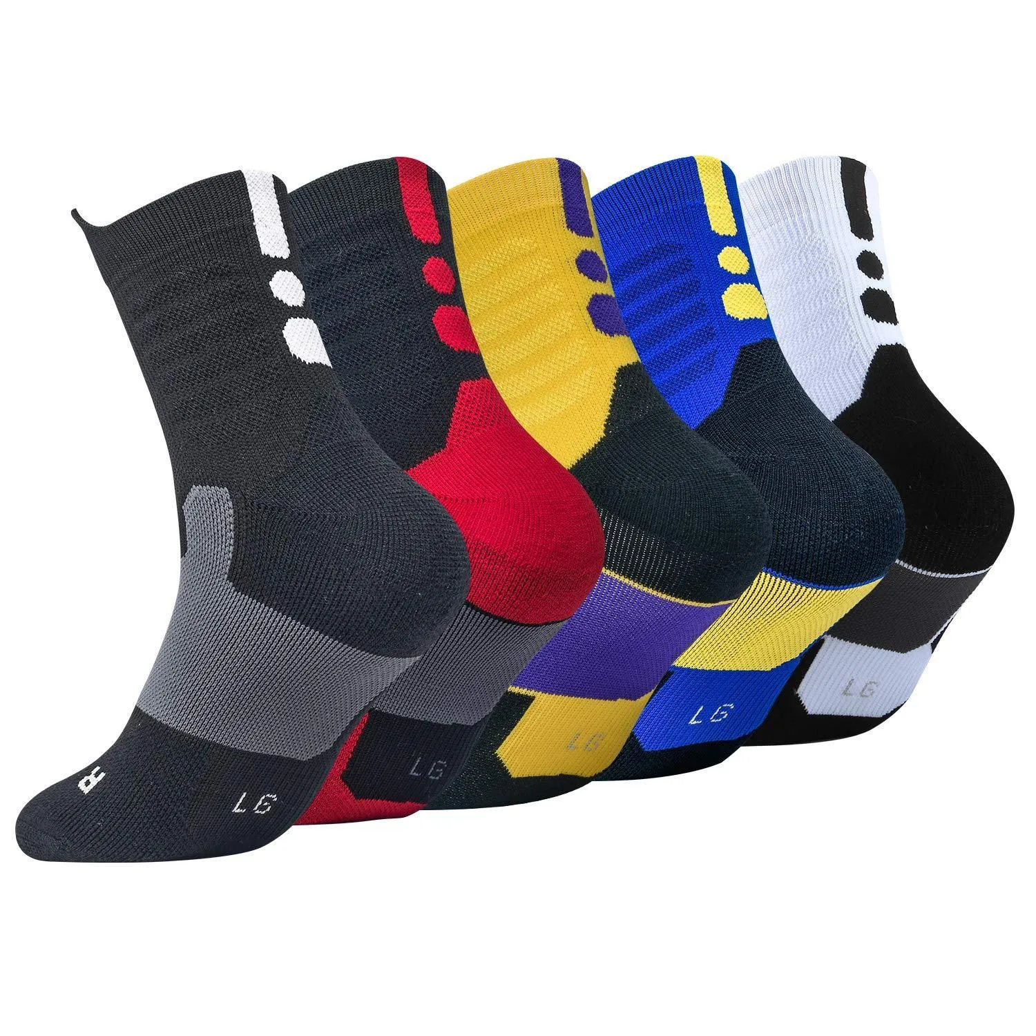 DISILE Elite Basketball Socks, Cushioned Dri-Fit Athletic Crew Socks - Thick Sports Socks For Men & Women