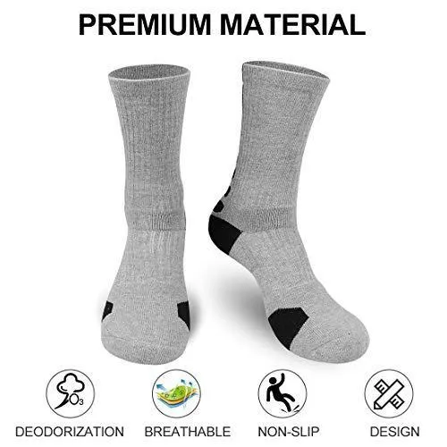 DISILE Elite Basketball Socks, Cushioned Dri-Fit Athletic Crew Socks - Thick Sports Socks For Men & Women