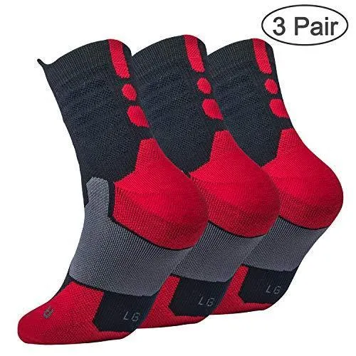 DISILE Elite Basketball Socks, Cushioned Dri-Fit Athletic Crew Socks - Thick Sports Socks For Men & Women