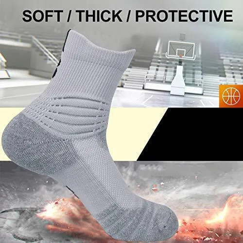 DISILE Elite Basketball Socks, Cushioned Dri-Fit Athletic Crew Socks - Thick Sports Socks For Men & Women