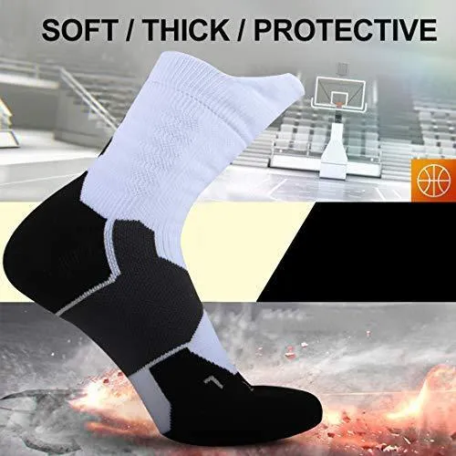 DISILE Elite Basketball Socks, Cushioned Dri-Fit Athletic Crew Socks - Thick Sports Socks For Men & Women