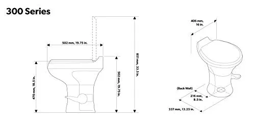 Dometic 300 Series Standard Height Toilet, White