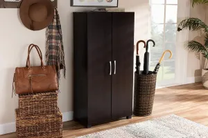 Emory Wenge Dark Brown Finished 2-Door Wood Entryway Shoe Storage Cabinet