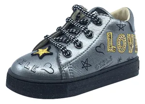 Falcotto Boy's and Girl's Toddler Pete Flash Star Sneaker Tennis Shoes, Silver (Acciaio)