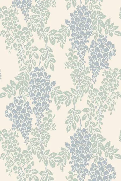 Farrow & Ball Wallpaper Wisteria BP2217 Pastel Blue / Green / Cream