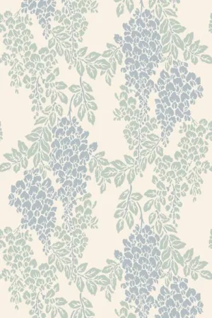 Farrow & Ball Wallpaper Wisteria BP2217 Pastel Blue / Green / Cream