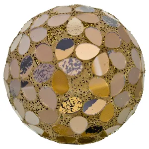 Febland Autumn Gold Flower Tile Mosaic Decorative Ball 10.5cm, Small