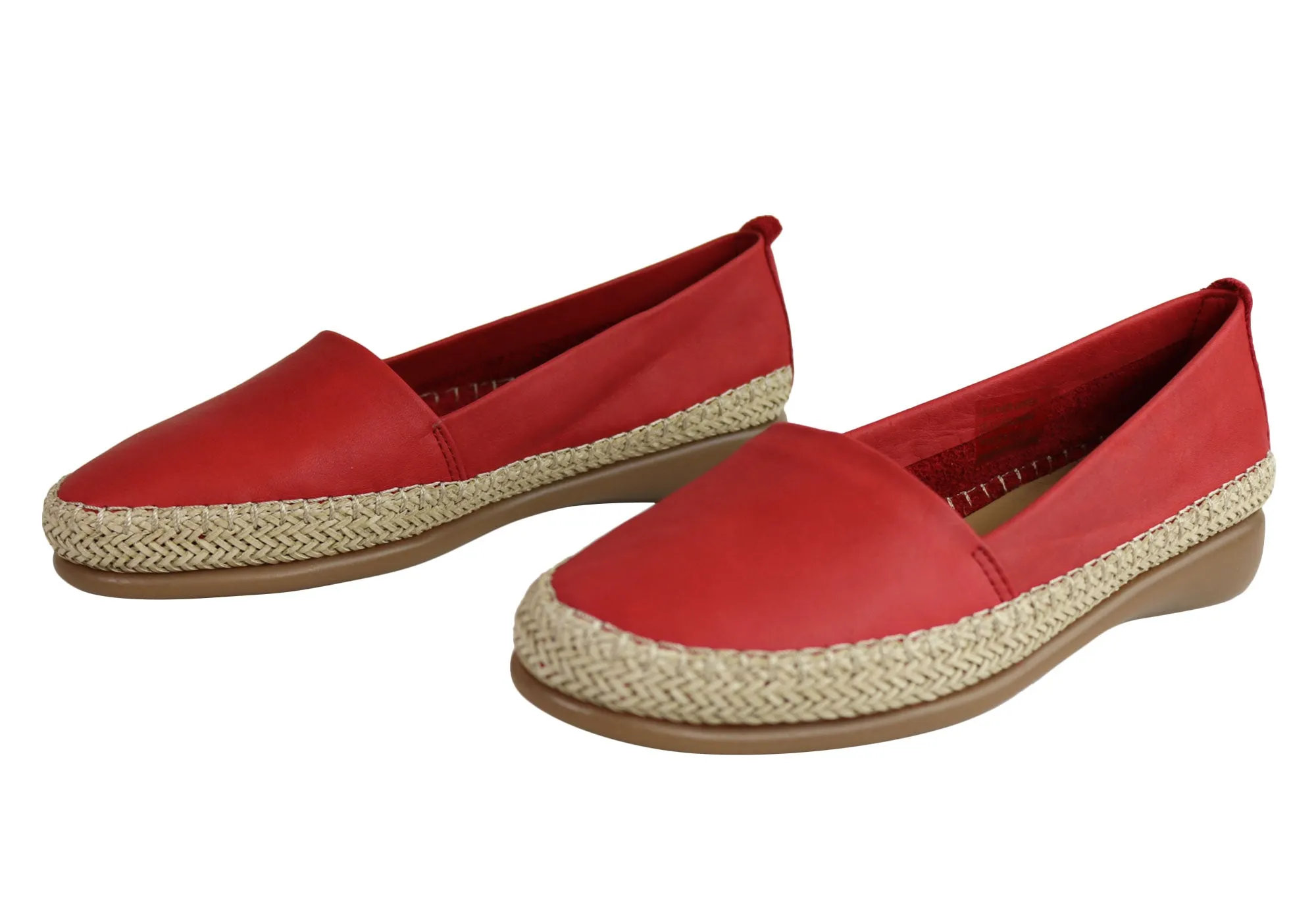 Flex & Go Womens Comfortable Espadrille Leather Flats Made In Portugal