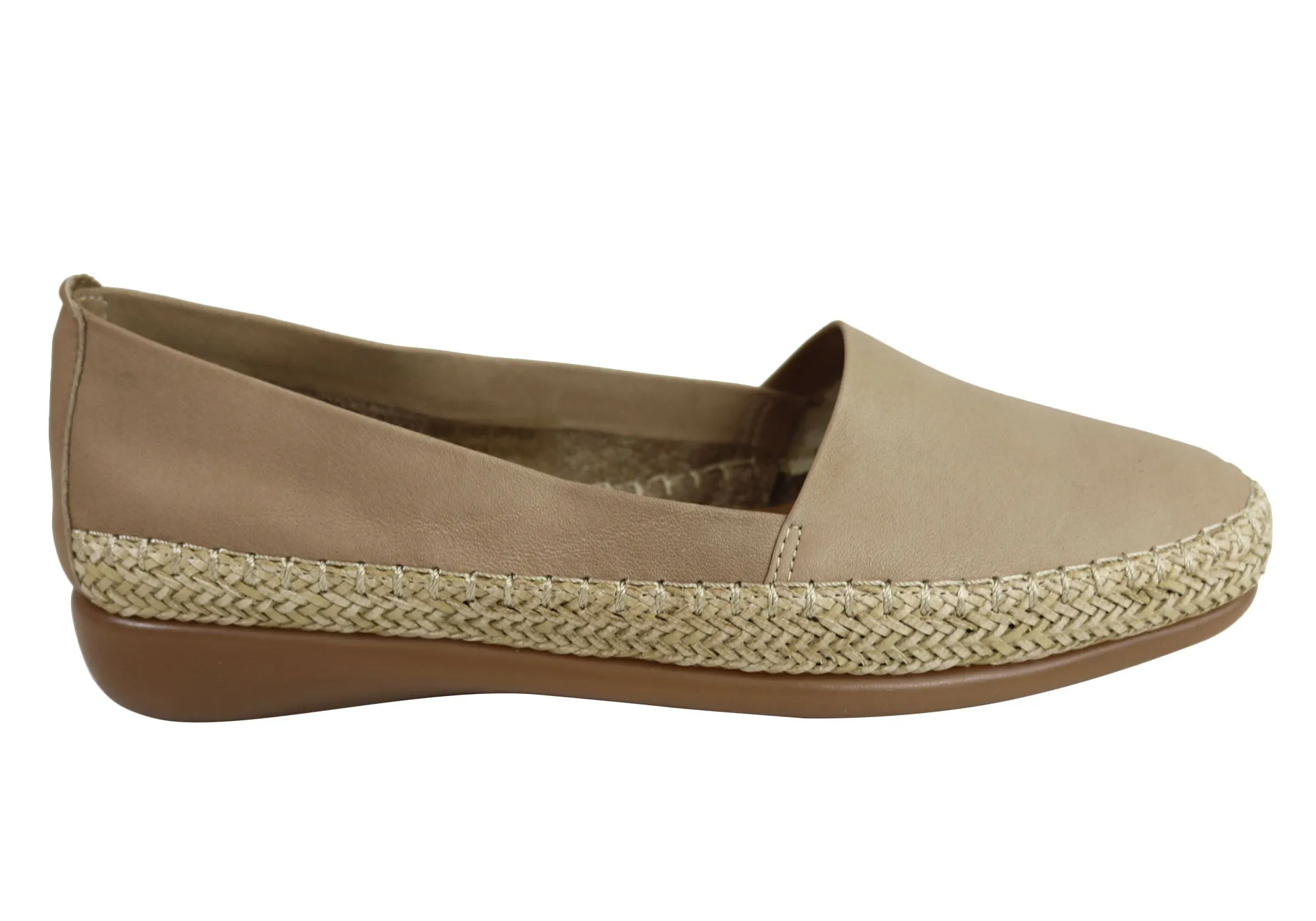 Flex & Go Womens Comfortable Espadrille Leather Flats Made In Portugal