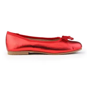 GIRLS RED METALLIC BALLERINA