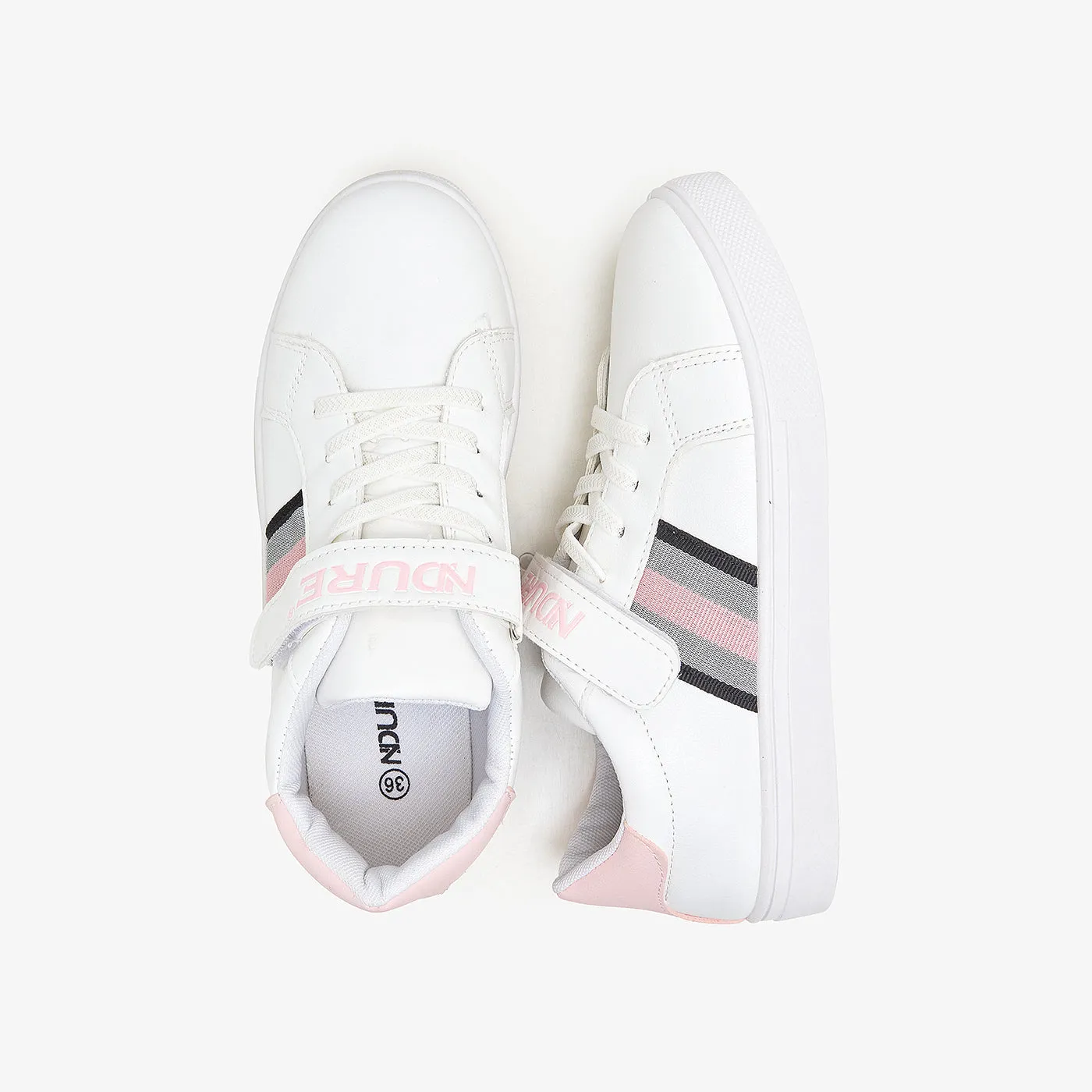 Girls Striped Trainers