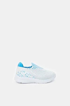 Girls White Textured Slip-On Sneaker