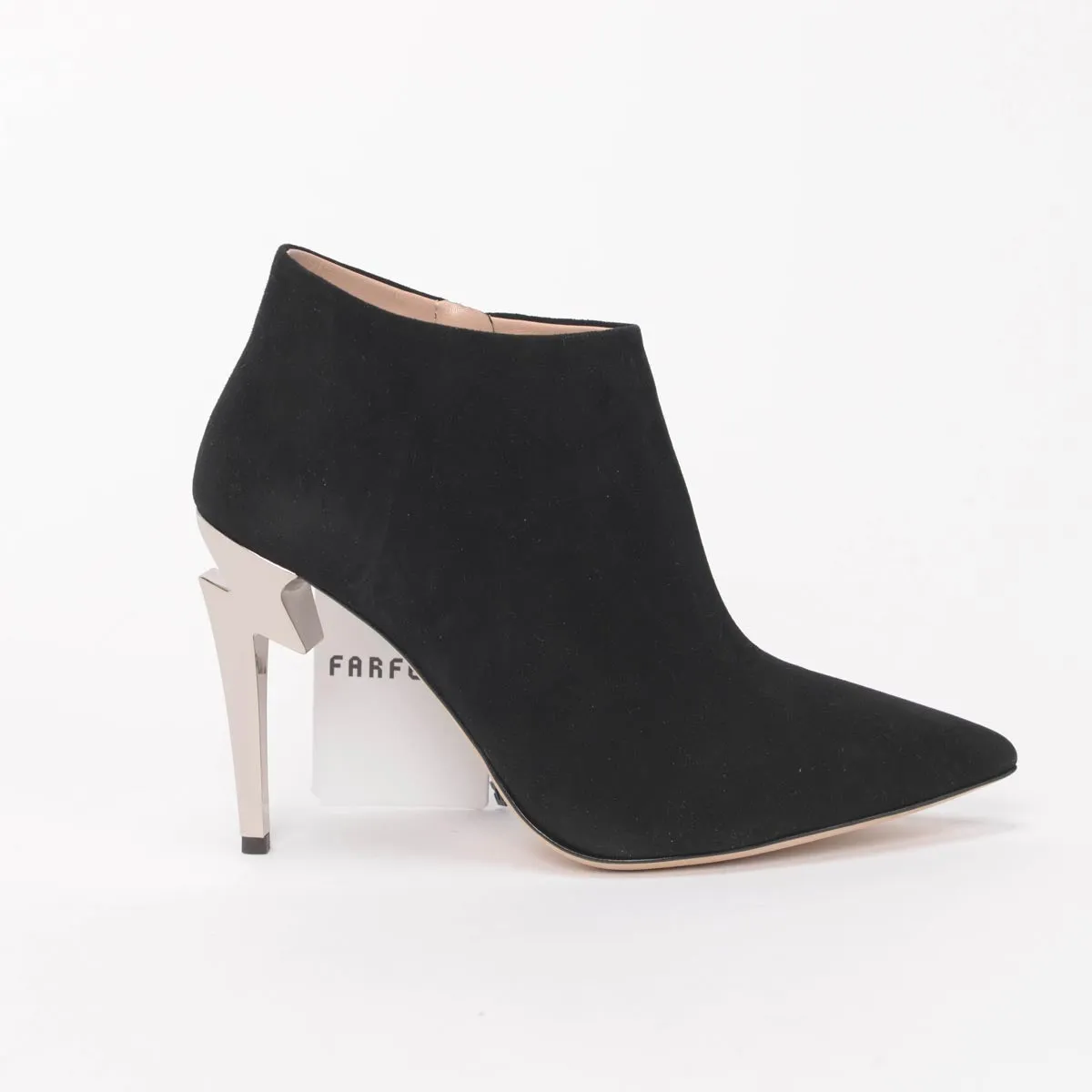 Giuseppe Zanotti Black Suede Lightening Bolt Heel Booties 37.5