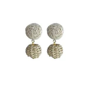 Grace Mini Rattan Ball Earrings - Clip On