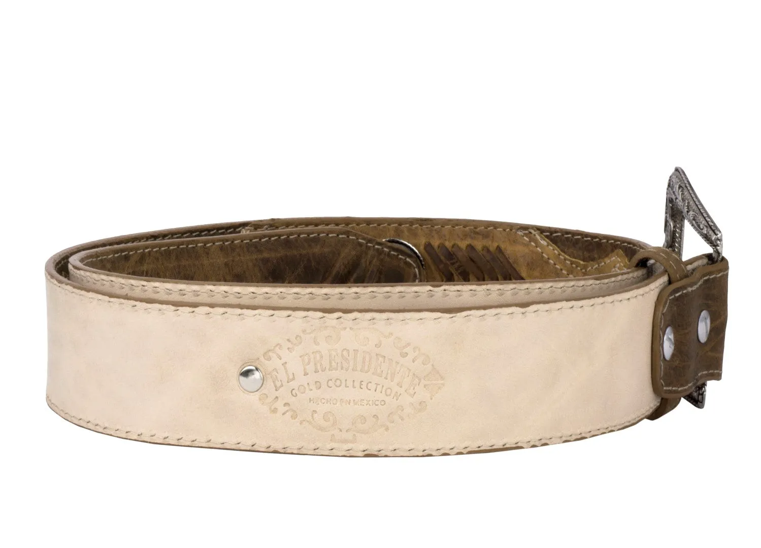 Honey Brown Western Cowboy Leather Belt Ranger Concho - Silver Buckle