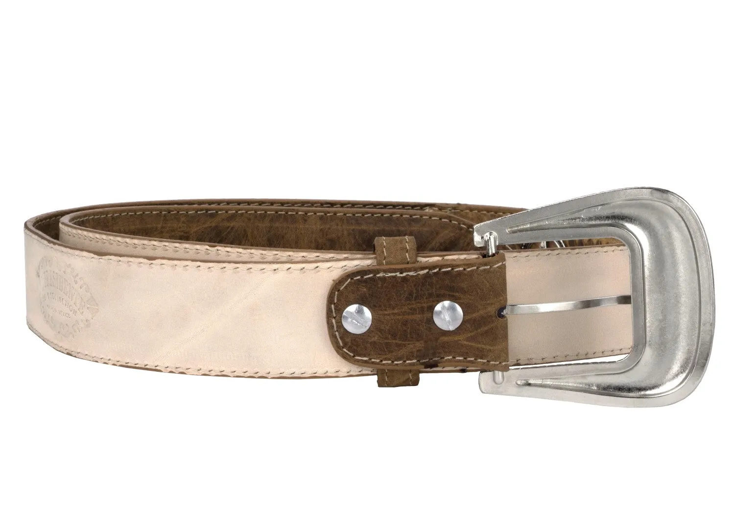 Honey Brown Western Cowboy Leather Belt Ranger Concho - Silver Buckle