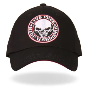 Hot Leathers BCA1042 Live Free Ride Hardcore Skull Baseball Cap