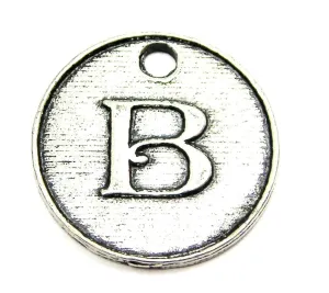 Initial B Circle Genuine American Pewter Charm