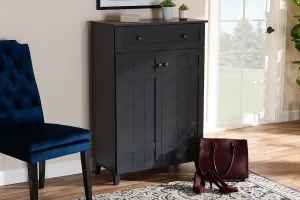 Jesse Dark Grey Finished 5-Shelf Wood Shoe Storage Cabinet w/Drawer