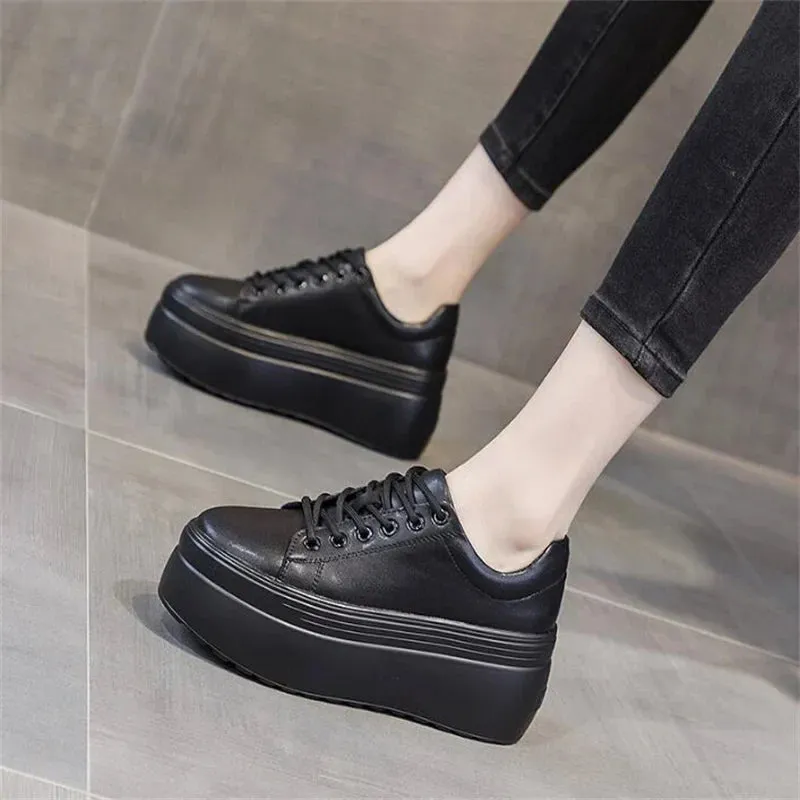 Joskaa 2024 New Platform Wedge Vulcanized Black Sneakers