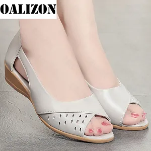 Joskaa Women Chunky Wedges Peep Toe Sandals 2024 Summer New Sport Hollow Casual Shoes Walking Women Shoes Party Mujer Slides Zapatos