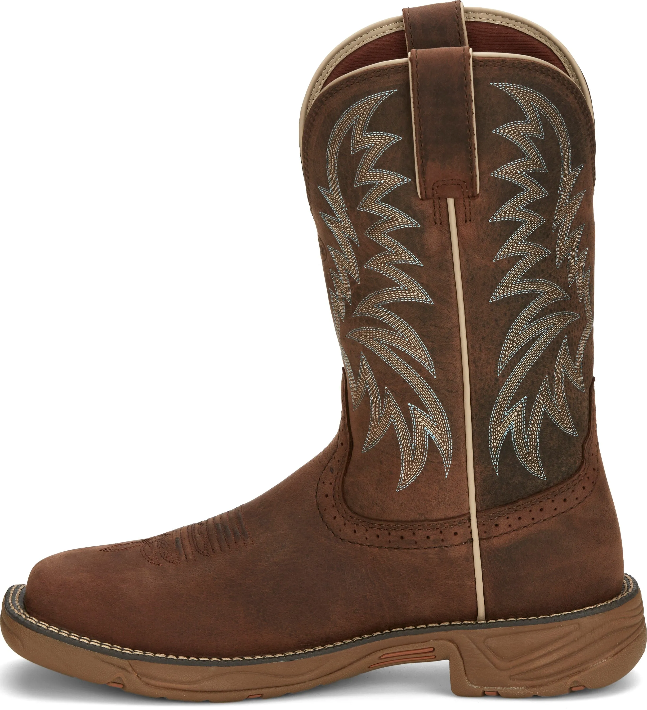 Justin Men's Stampede Rush Hickory Brown Square Toe Work Boots SE7400