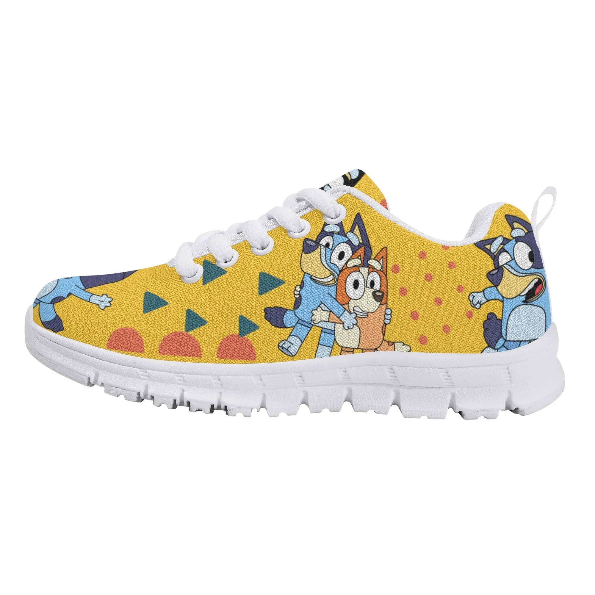 Kids Running Shoes. Back to School Kids Sneakers. Unisex Childrens Running Trainers-Cute Blue Heelers in Yellow