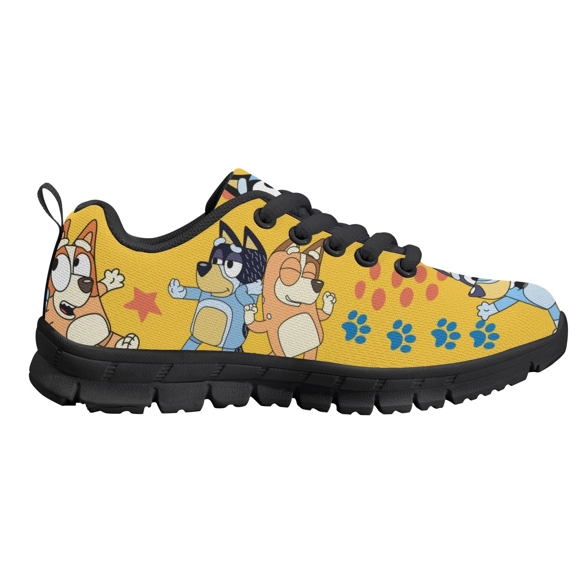 Kids Running Shoes. Back to School Kids Sneakers. Unisex Childrens Running Trainers-Cute Blue Heelers in Yellow