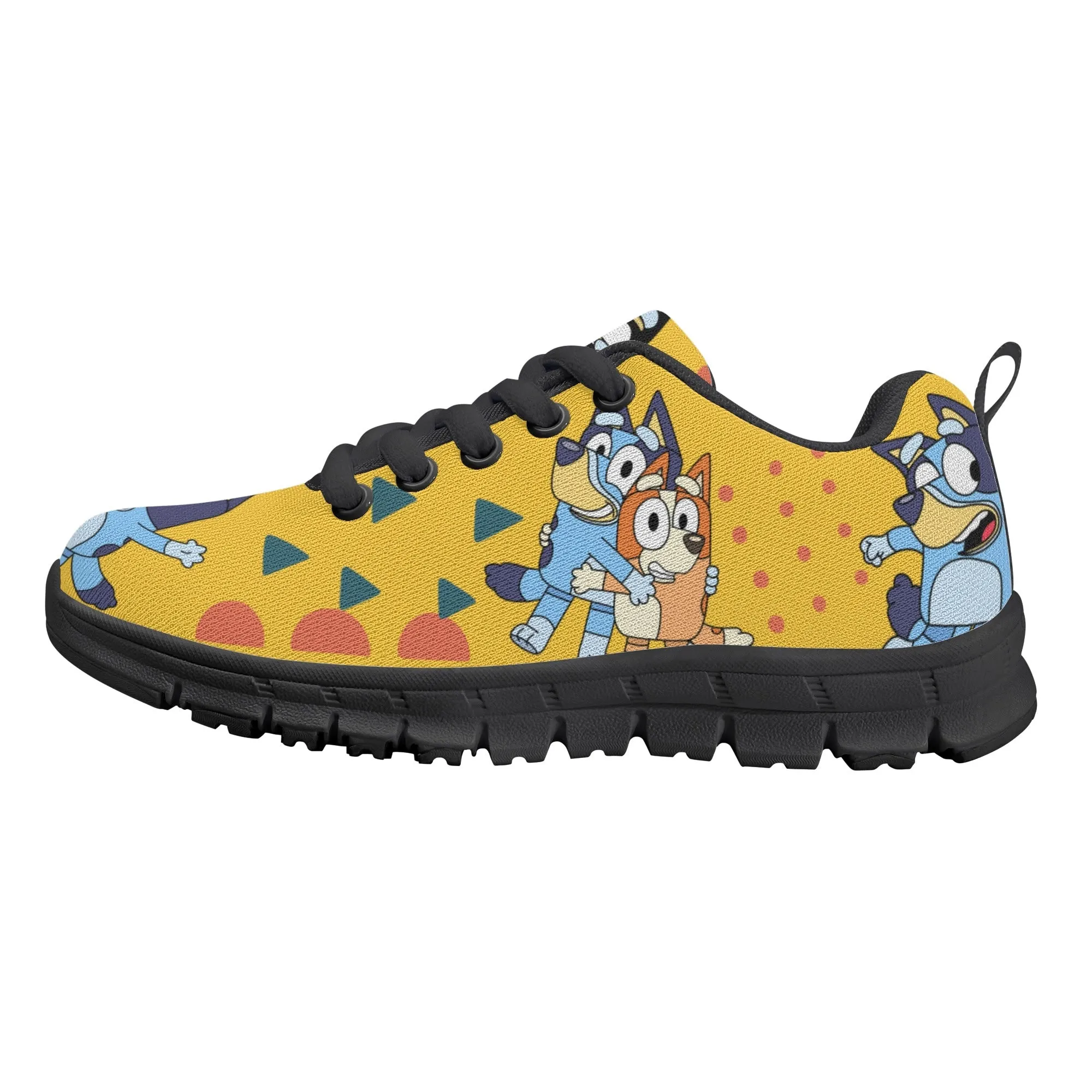 Kids Running Shoes. Back to School Kids Sneakers. Unisex Childrens Running Trainers-Cute Blue Heelers in Yellow