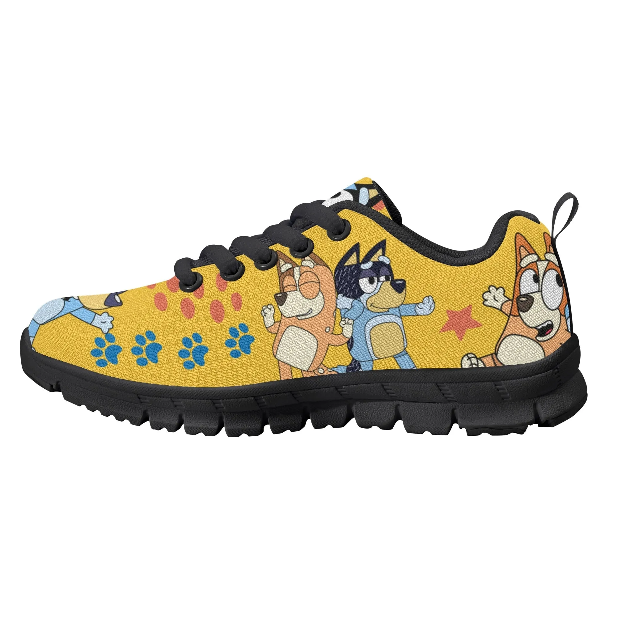 Kids Running Shoes. Back to School Kids Sneakers. Unisex Childrens Running Trainers-Cute Blue Heelers in Yellow