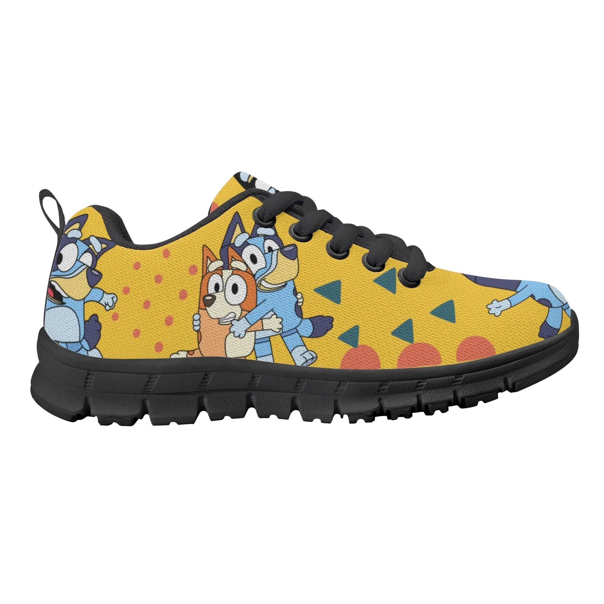 Kids Running Shoes. Back to School Kids Sneakers. Unisex Childrens Running Trainers-Cute Blue Heelers in Yellow