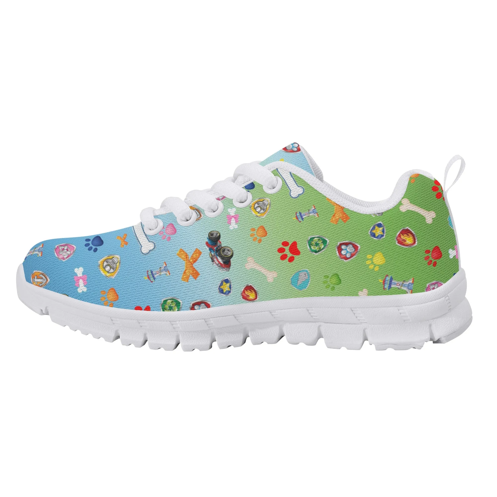 Kids Running Shoes | Back to School Kids Sneakers | Unisex Children's Running Trainers | Paw and Bone Gradient Pattern