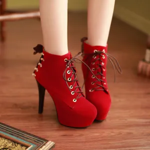 Lace Up High Heel Lace-up Women's Platform Boots Boots Shoes