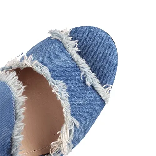 Latasa Denim High Heels Sandals for Women Peep Toe Heels Jean Heels Sandals Shoes Denim Shoes for Women's Ankle Strap Fashion Summer Sandal Heels(9,Blue)