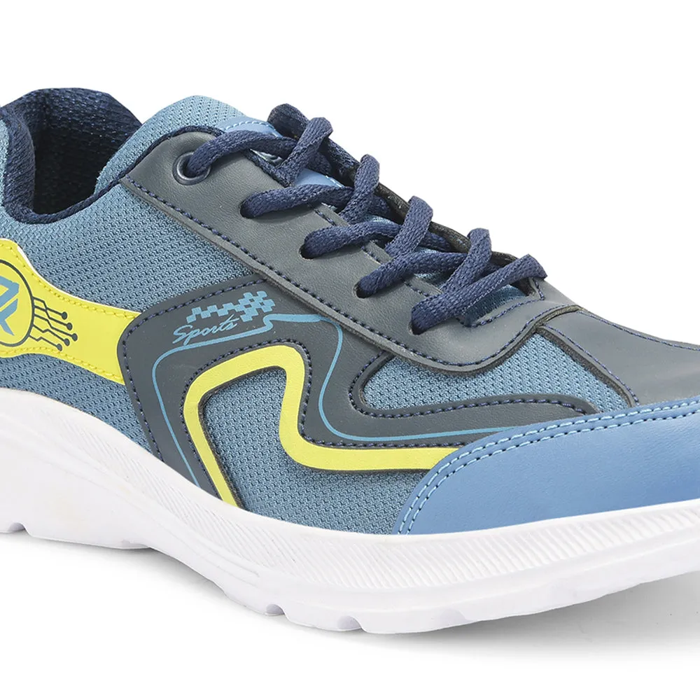 Leap7x By Liberty Kids TRIVAGO-2L Blue Sports Lacing Walking Shoes