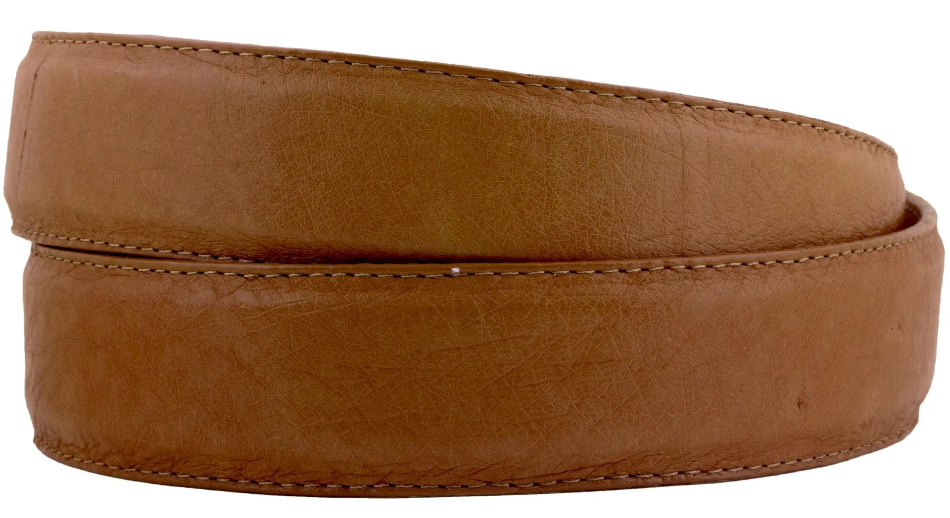 Light Brown Western Cowboy Belt Real Ostrich Skin Leather - Silver Buckle