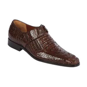 Lombardy Mens # ZlM020207 Drees Shoes | Style M-02| Caiman Hornback Boots | Color Brown