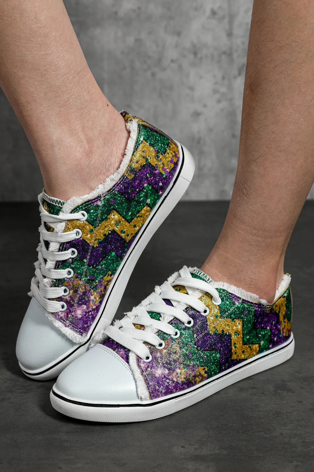 Mardi Gras Sneakers for Women Lace up Canvas Shoes