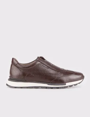 Men Brown Genuine Leather Sneakers