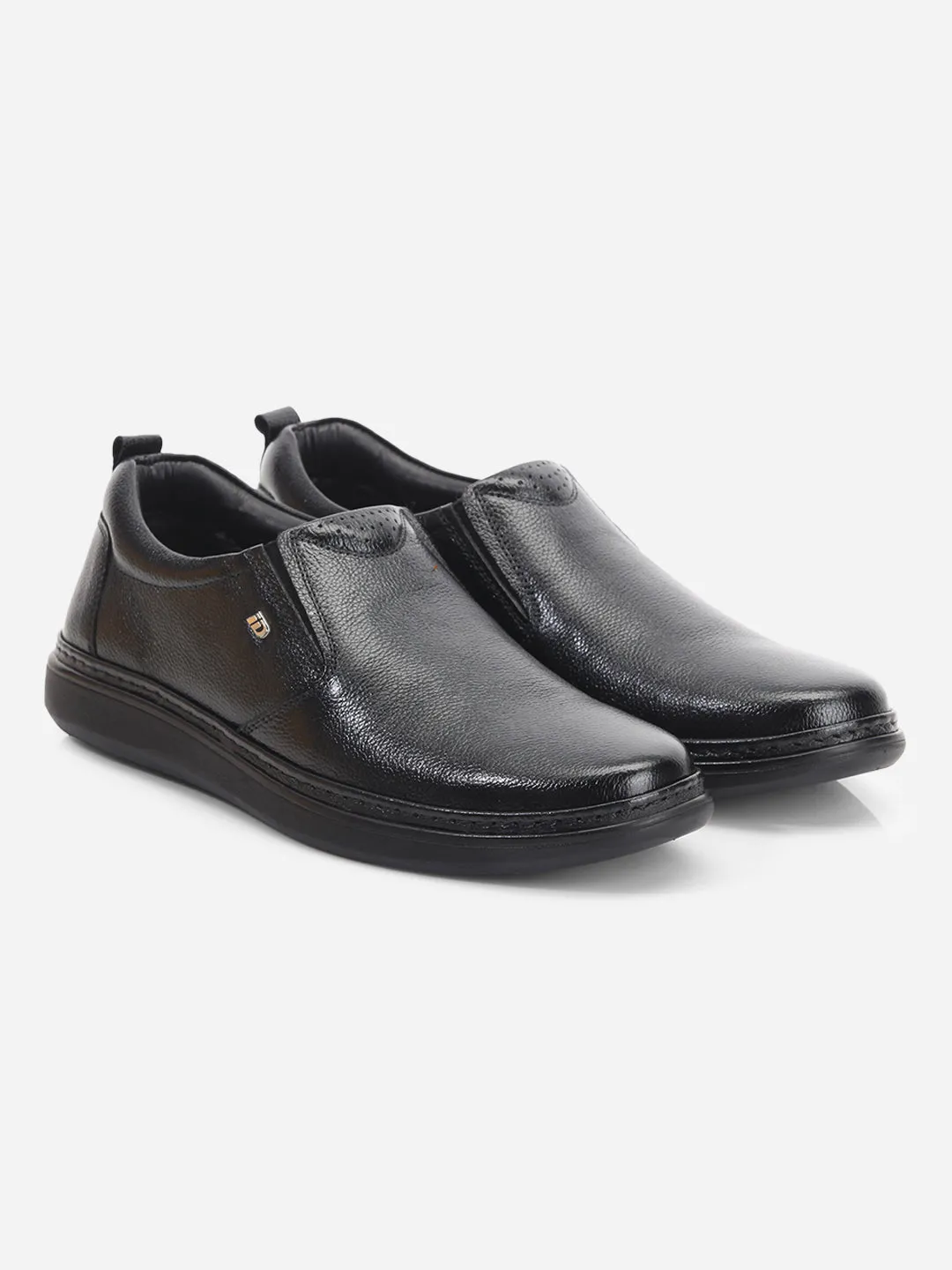 Men's Black Round Toe Slip On Semi Formal (ID2225)