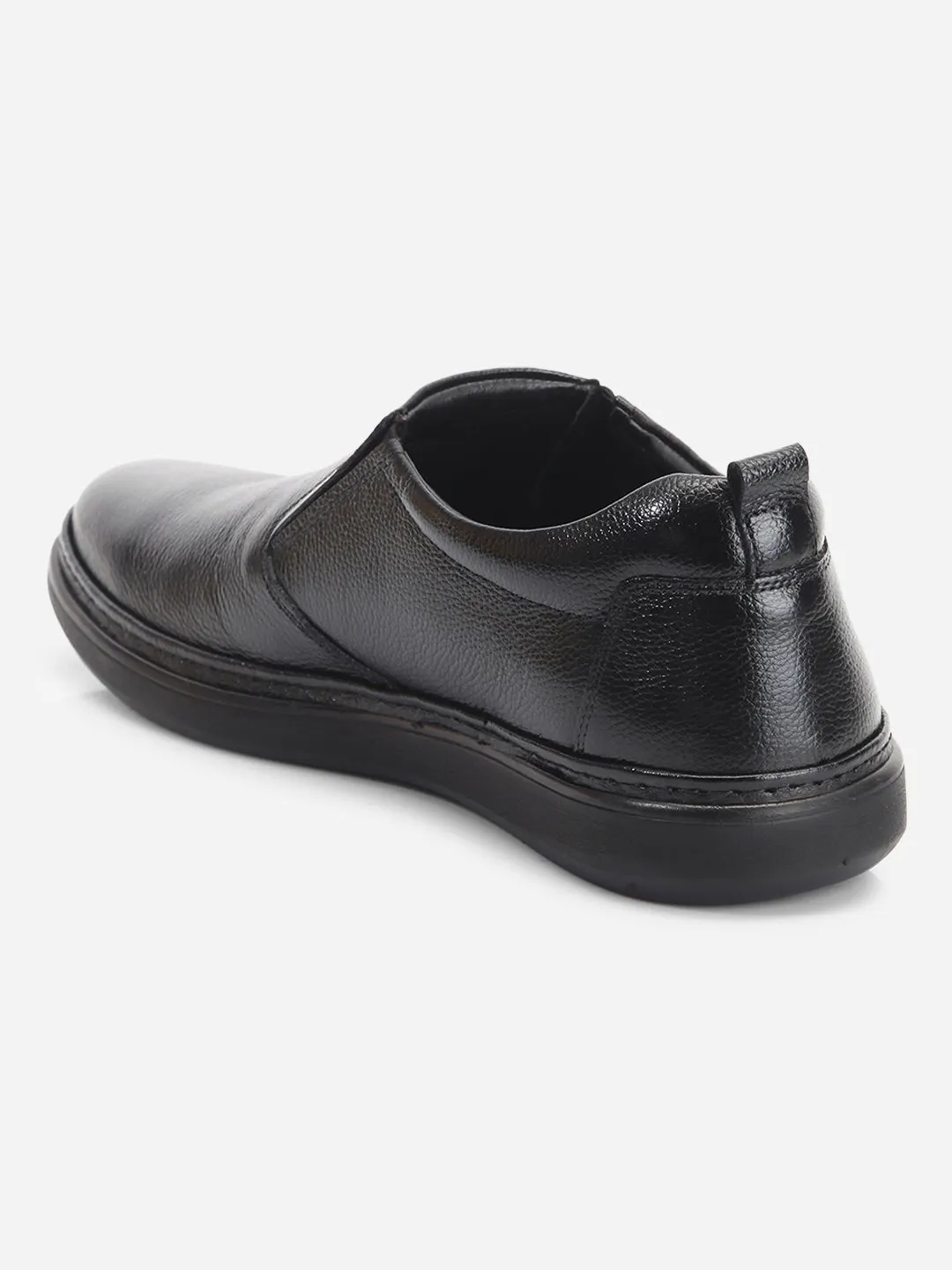 Men's Black Round Toe Slip On Semi Formal (ID2225)