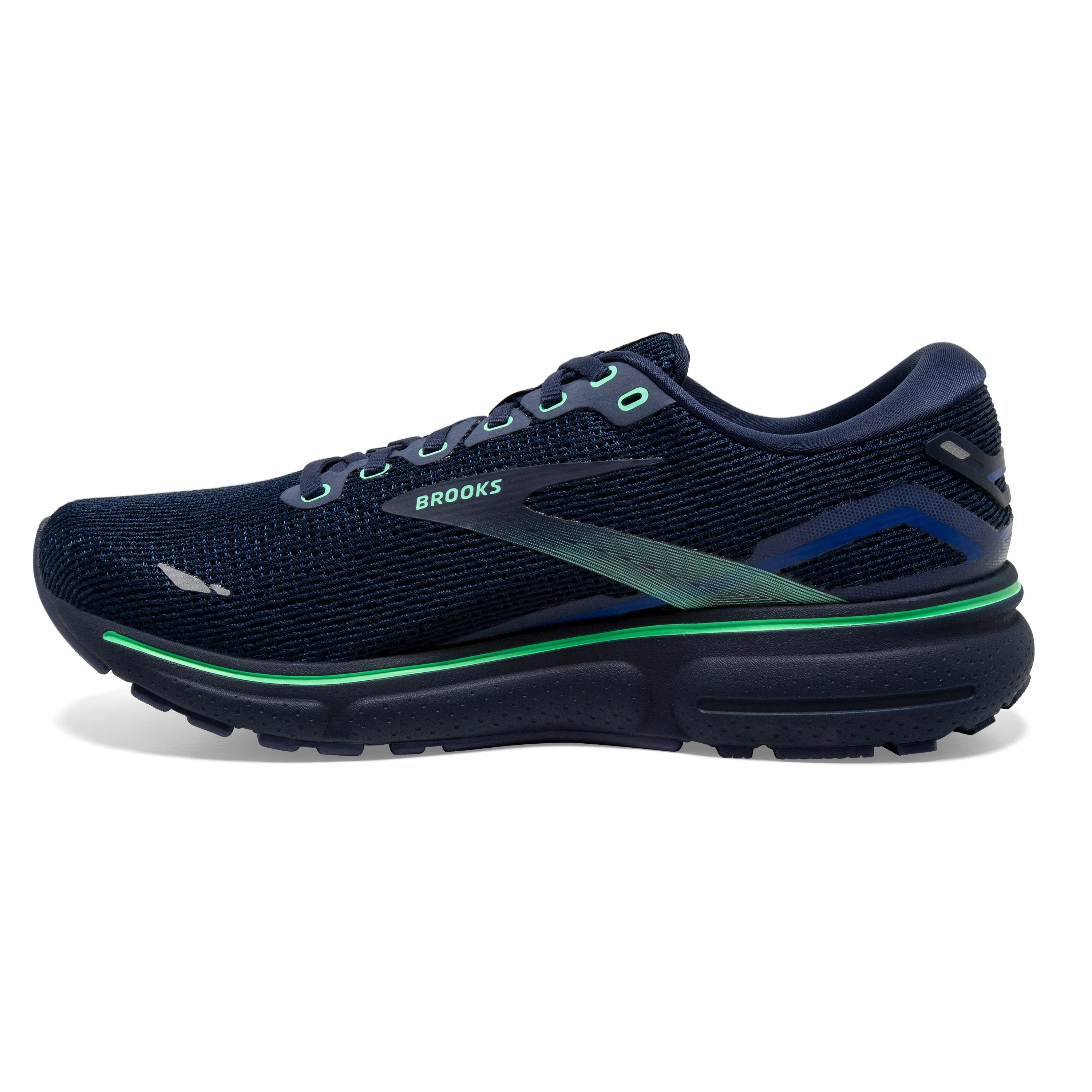 Men's Brooks Ghost 15 1103931D428 Color:  Crown Blue/Black/Green