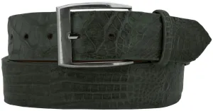 Mens Gray-Green Genuine Crocodile Skin Cowboy Belt Silver Buckle - #100G