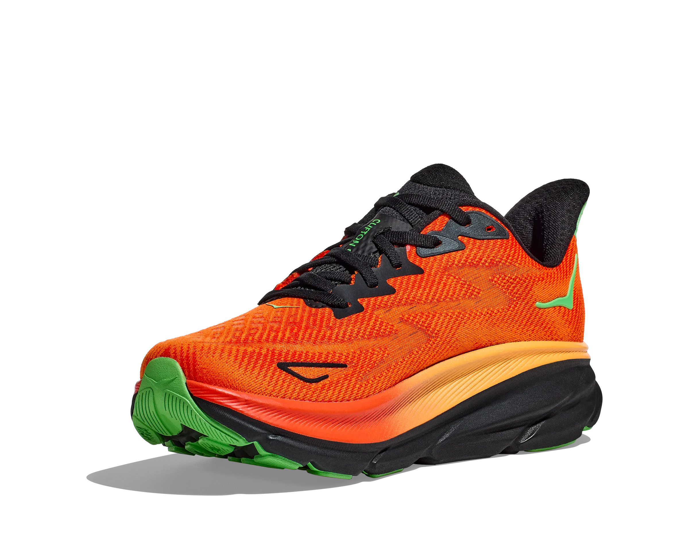 Men's Hoka Clifton 9 Color: Flame / Vibrant Orange