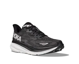 Men's Hoka One One Clifton 9 Color: Black / White (WIDE WIDTH)