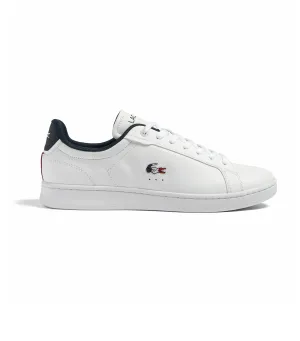 Men's Lacoste Carnaby Pro Leather Tricolour Trainers White/Navy/Red